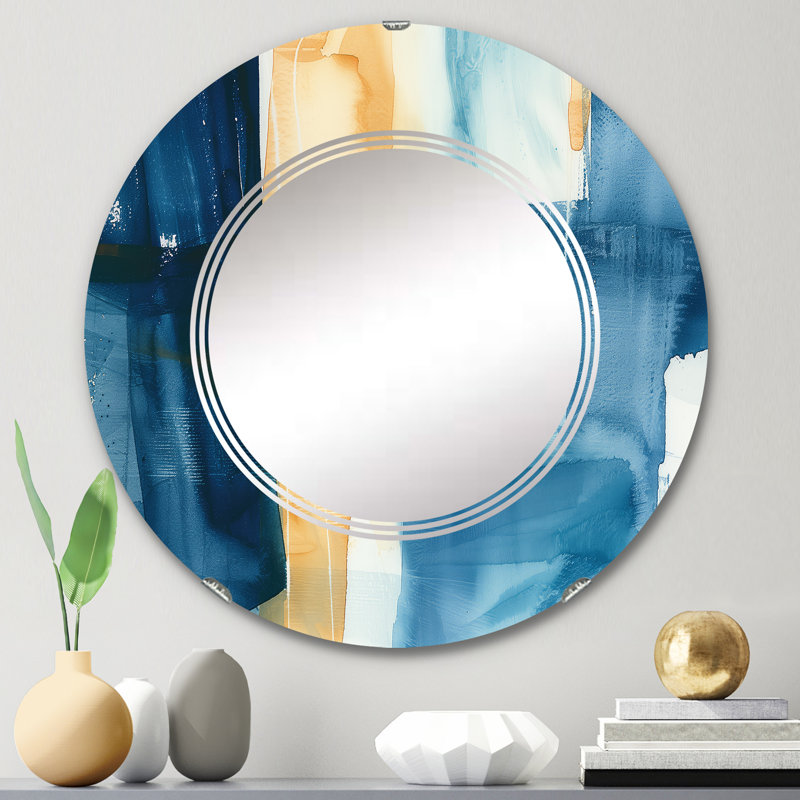 Panneau Indigo IV - Miroir moderne, H 23,6 po x l 23,6 po