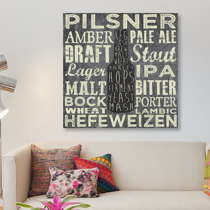 «Beer Sign III» par Erin Clark - Impression sur toile tendue sur châssis, H 48 po x l 48 po x P 1,5 po, Toile tendue