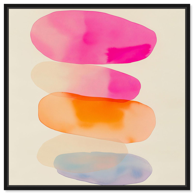 Pebble Palette, aquarelle abstraite par Art Remedy, H 25 po x l 25 po, Cadre noir