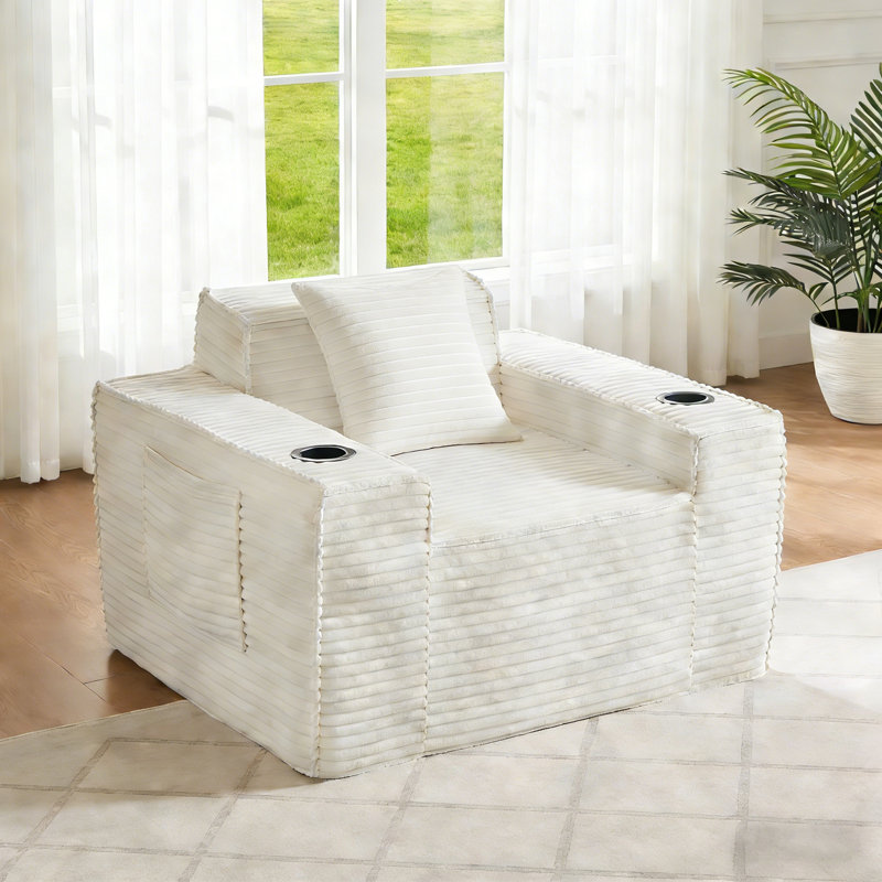 Canapé à compression simple 43 po 43 po, Blanc