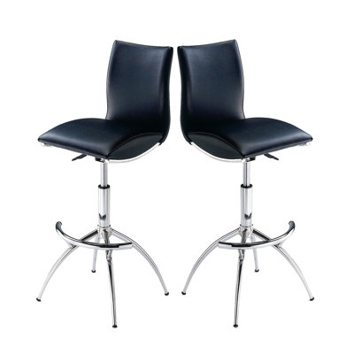 2 tabourets de bar réglables, style moderne noir, base, siège de 26 à 30 po de hauteur, facile à nettoyer et à ranger, recouvre un pu contemporain