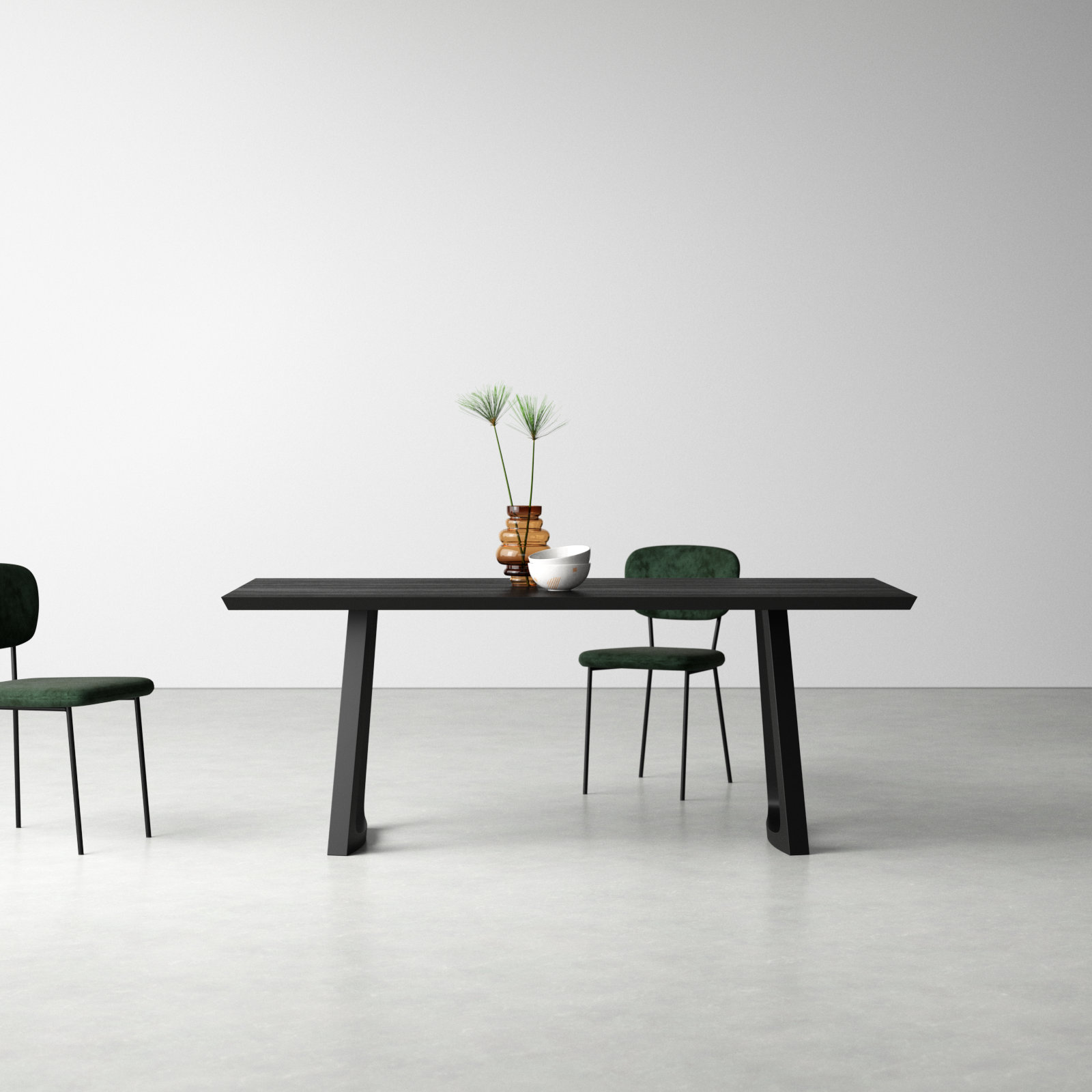 Longfellow 76" Oak Dining Table, Black