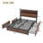 Large Raised-Pattern Storage Bed Frame, Wooden Platform Bed Frame With Multiple Drawer Storage Function, Bedside Socket, Brown Wood (Queen)