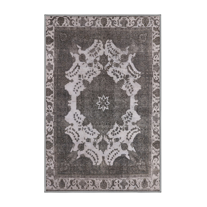 Tapis oriental beige / noir Diran, Rectangle 5 pi x 7 pi