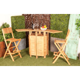 Kezia Rectangular Teak Outdoor Folding Bar Table