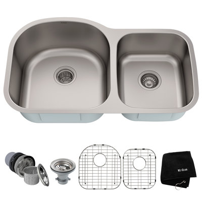 Évier de cuisine à double cuve encastrable en acier inoxydable de calibre 16 L 60 po KRAUS Premier