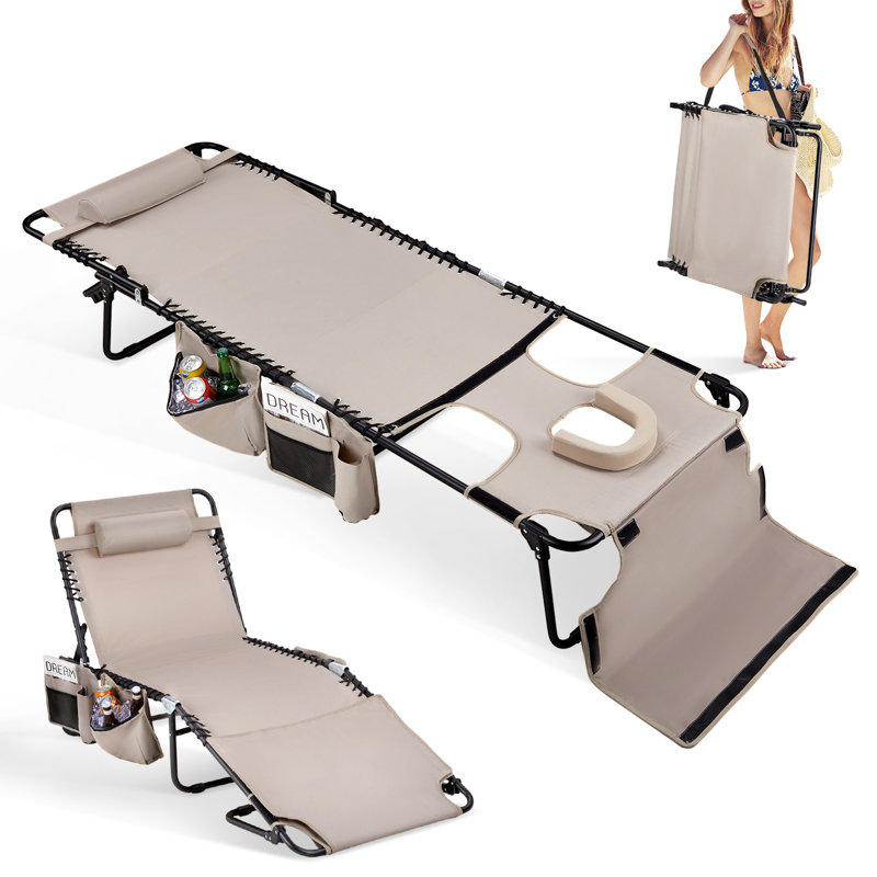 Méridienne pliante en métal, Beige