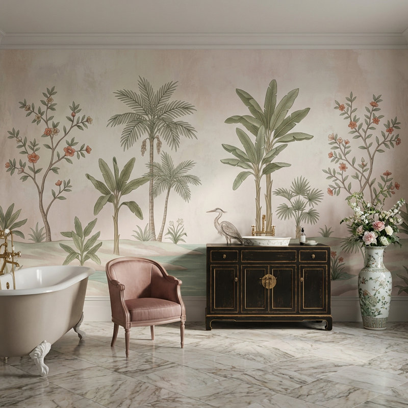 Papier peint floral tropical, Non-Woven Nonpasted, 120" x 96"