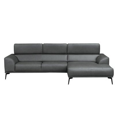Blagovesta Genuine Semi-Aniline Leather Corner Sofa with Upholstered Frame