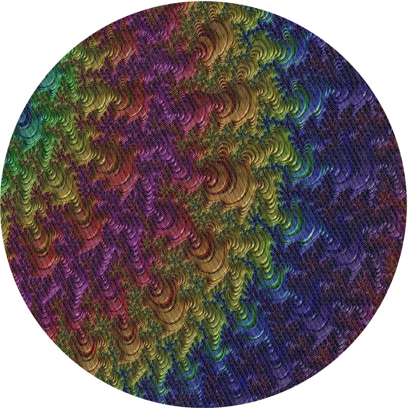 Tapis jaune/bleu/rouge tissé à la machine, Rond 4 pi