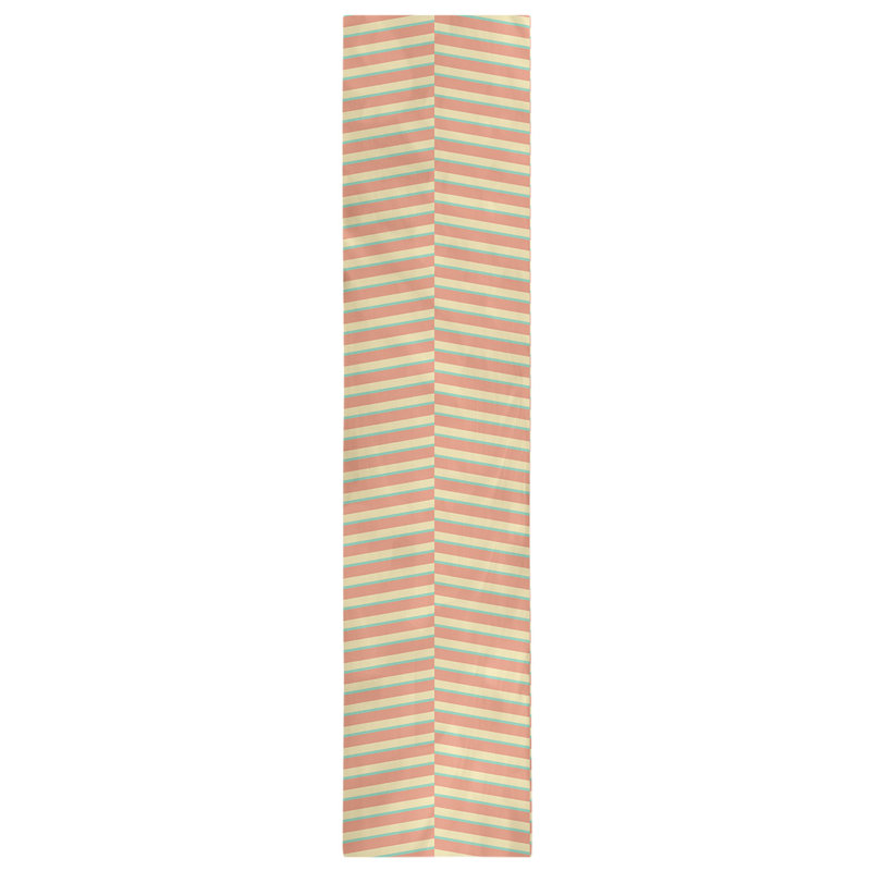 Fractured Stripes Table Runner, 16" x 90", Green Orange/Yellow