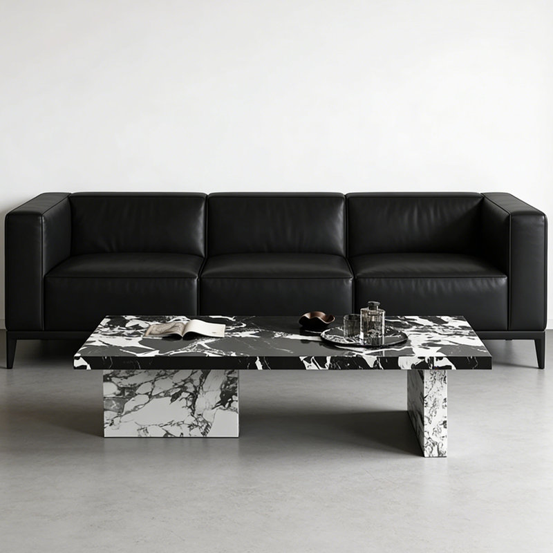 Table basse Modern Modern, Blanc/Noir, H 13,77 po x L 51,18 po x l 27,55 po