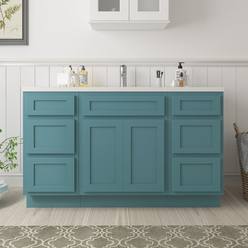 Base de meuble-lavabo simple 54 po seulement, Bleu sarcelle