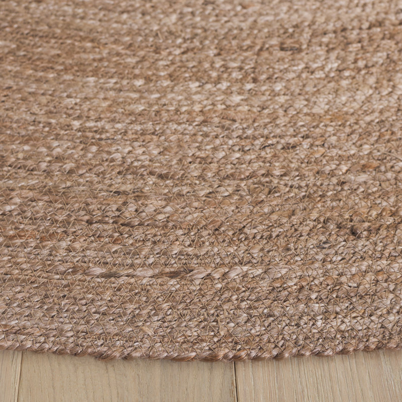 Natural Fiber Handwoven Jute Geometric Rug, Round 5'