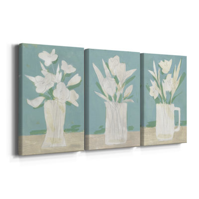 Arrangement de printemps en sourdine - toile tendue sur mesure - 3 pièces
