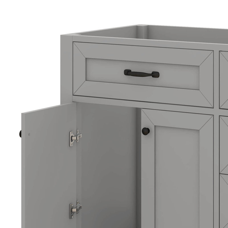 Armoire de meuble-lavabo 36 po sans comptoir, lavabos modernes en bois massif avec 3 tiroirs et 2 portes à fermeture douce