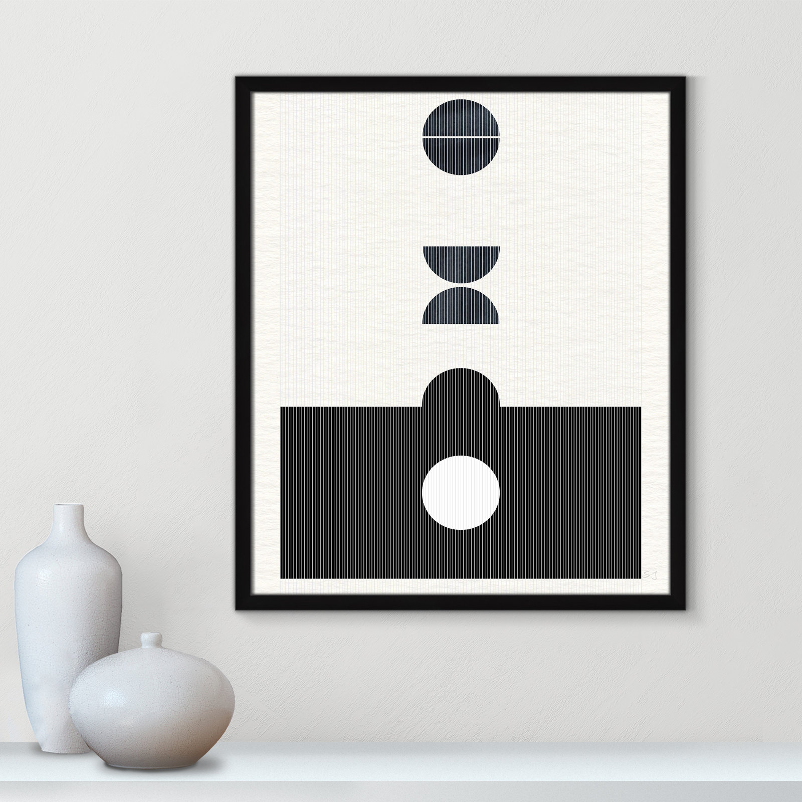 Eclipse I by Susan Jill, 25.5" H x 21.5" W x 0.75" D, Satin Black Framed