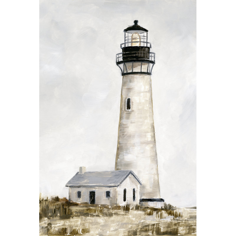 Rustic Lighthouse II by Ethan Harper - Painting, 46cm H x 30cm W, Black Floater Framed