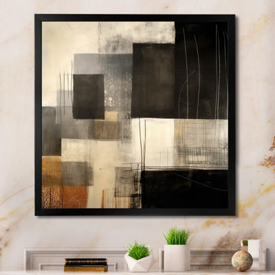 Black Mid Century Fusion II Framed On Canvas Print