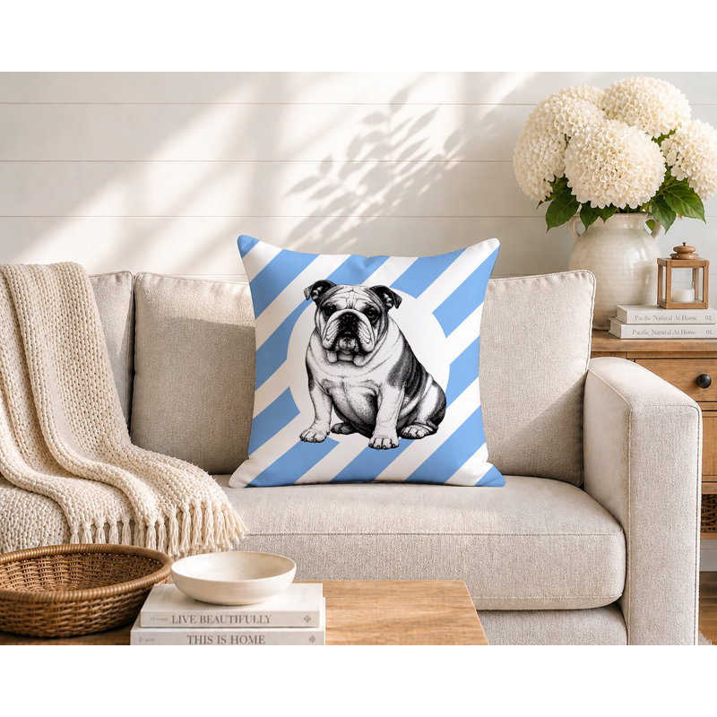 Oreiller réversible intérieur / extérieur Bulldog, 18x18, Bleuet des champs