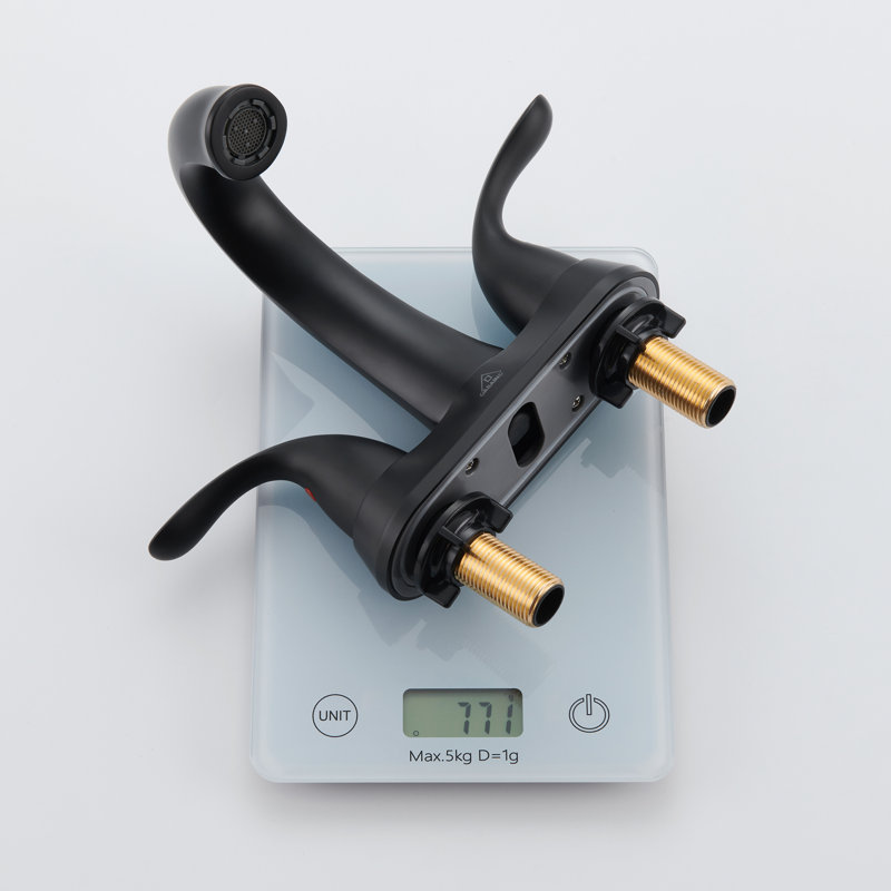 Matte Black Double Handle Bathroom Faucet with Drain Assembly