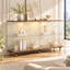Vitrine vitrée de 160 cm de large avec plateau en noyer, 4 portes et éclairage DEL contrôlé par application