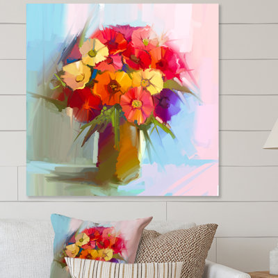 «Paint Brush Orange and Red Spring Flowers», reproduction de cadre photo sur toile