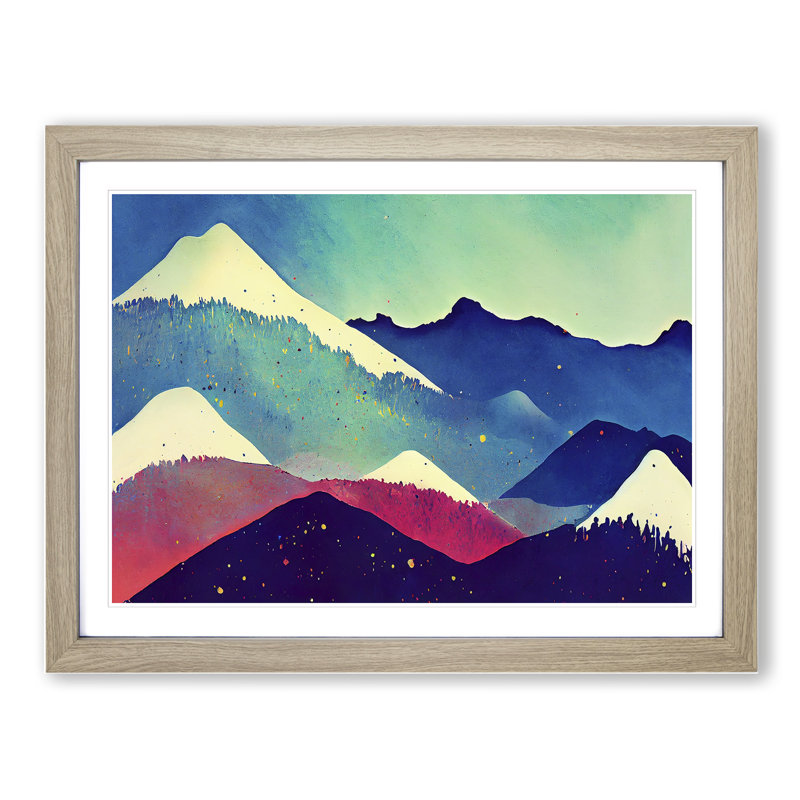 Mountain Splash Vol.2 Abstract - Framed Print, 46cm H x 64cm W x 2cm D, Oak Framed