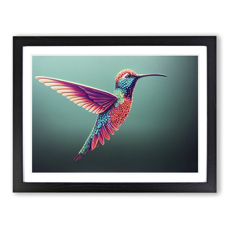 Interesting Hummingbird - Framed Print, Black, 46cm H x 64cm W x 2cm D
