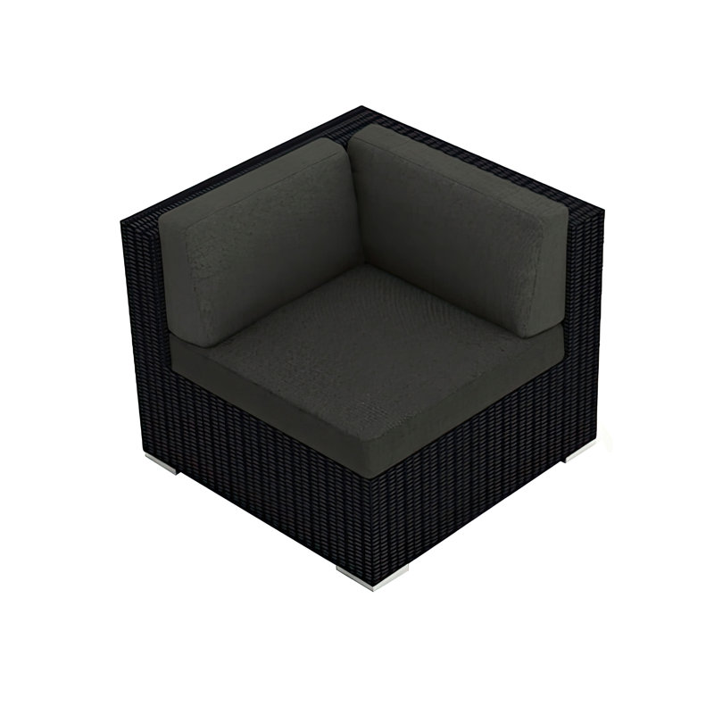 Chaise de patio avec coussin Suffern, Toile gris anthracite Sunbrella®
