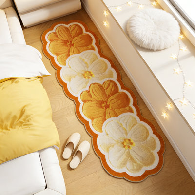 Tapis doux coloré à imprimé floral coloré, tapis de sol imitation cachemire confortable pour la décoration de salon
