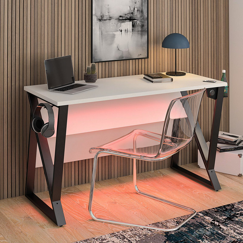 Genesis Adjustable Gaming Desk, White