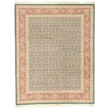 Hand Knotted Wool Oriental Area Rug in Green And Wine