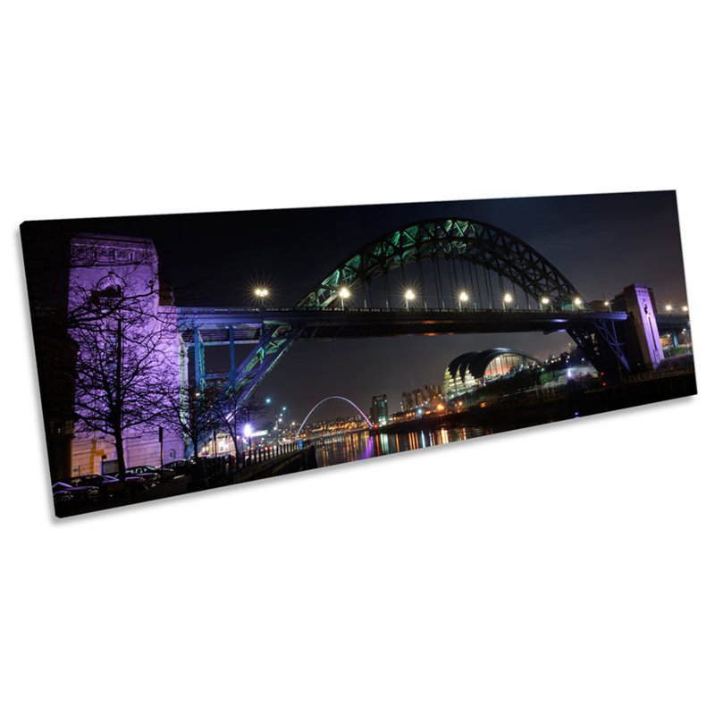 Tyne Bridge Newcastle Night by Unknow - Wrapped Canvas Panoramic Print, 45.72cm H x 137.16cm W x 2cm D
