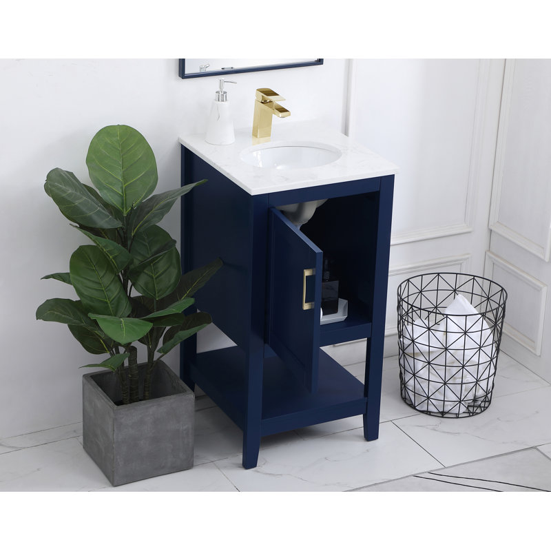 Ensemble de meuble-lavabo simple 18 po Scottsbluff, Bleu