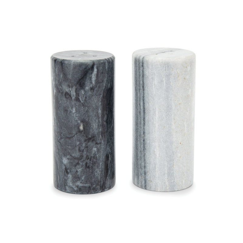 Fox Run Brands Brands White and Black Marble Salt and Pepper Shaker Set, Set of 2