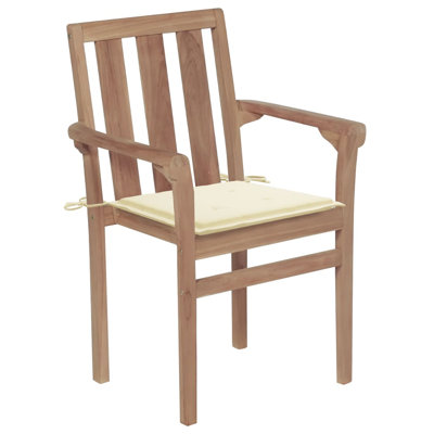 Chaise de patio empilable en teck avec coussin Henleaze