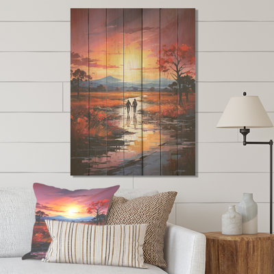 Paysage abstrait jaune avec espace chromatique IV - paysage abstrait sur bois