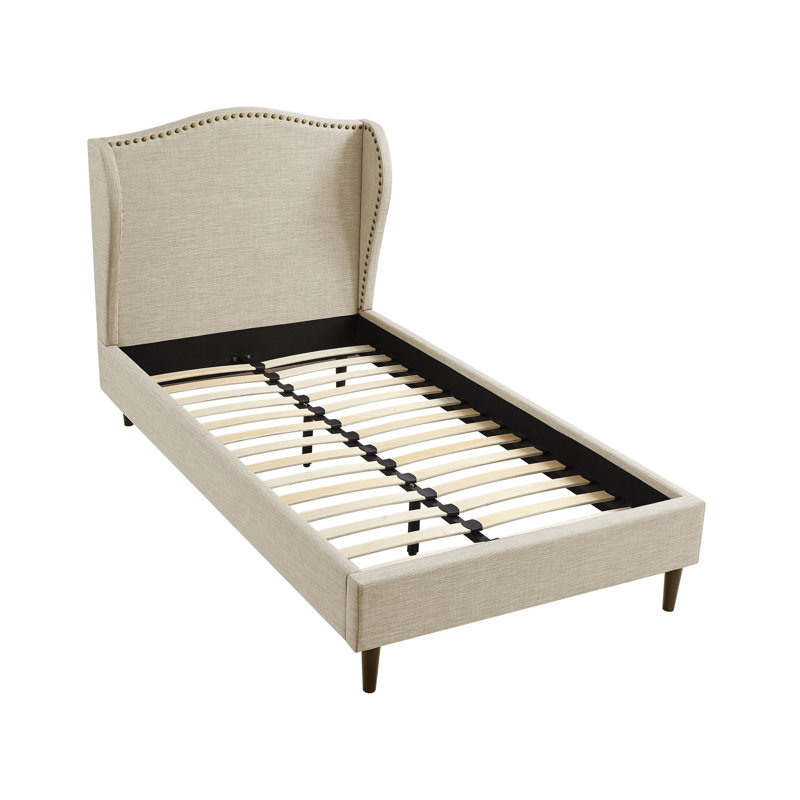 Lit plateforme en lin Eycke Manor Aliannah, Double TG, Beige