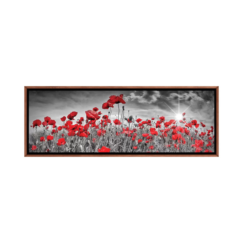 "Champ de coquelicots" par Melanie Viola, reproduction d’art graphique panoramique, H 12 po x l 36 po x 1,5 po
