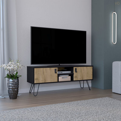 Meuble télé avec pieds en épingle à cheveux avec meuble télé et 2 portes
