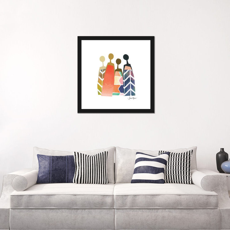 "Rainbow Friends" par Lou Lou, reproduction d’art studio-impression, H 24 po x l 24 po x p 1 po, Papier noir, Blanc