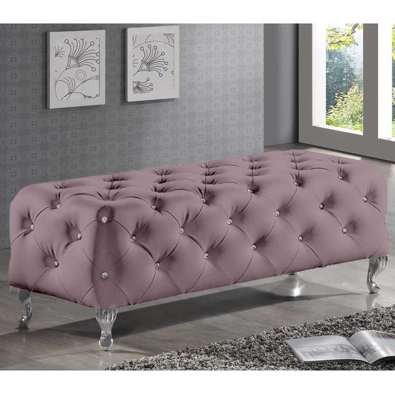 Cronk 130cm Wide Tufted Rectangle Standard Ottoman, Pink