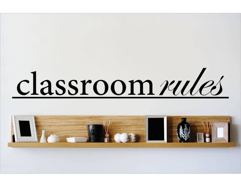 Décalcomanie murale règles de classe, H 10 po x l 40 po x P 0,16 po, Noir