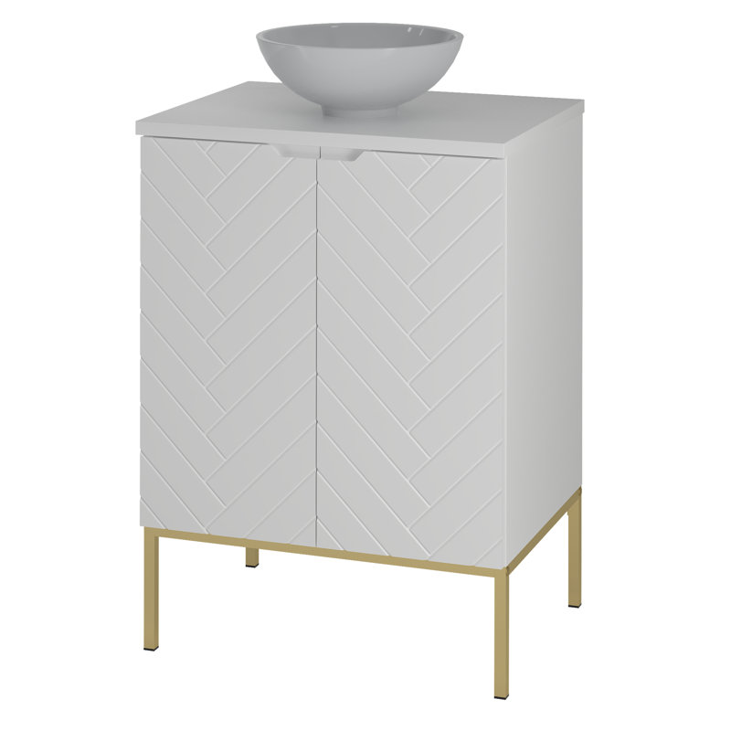 Ailyne 61mm Bathroom Vanity with Basin, White/Gold