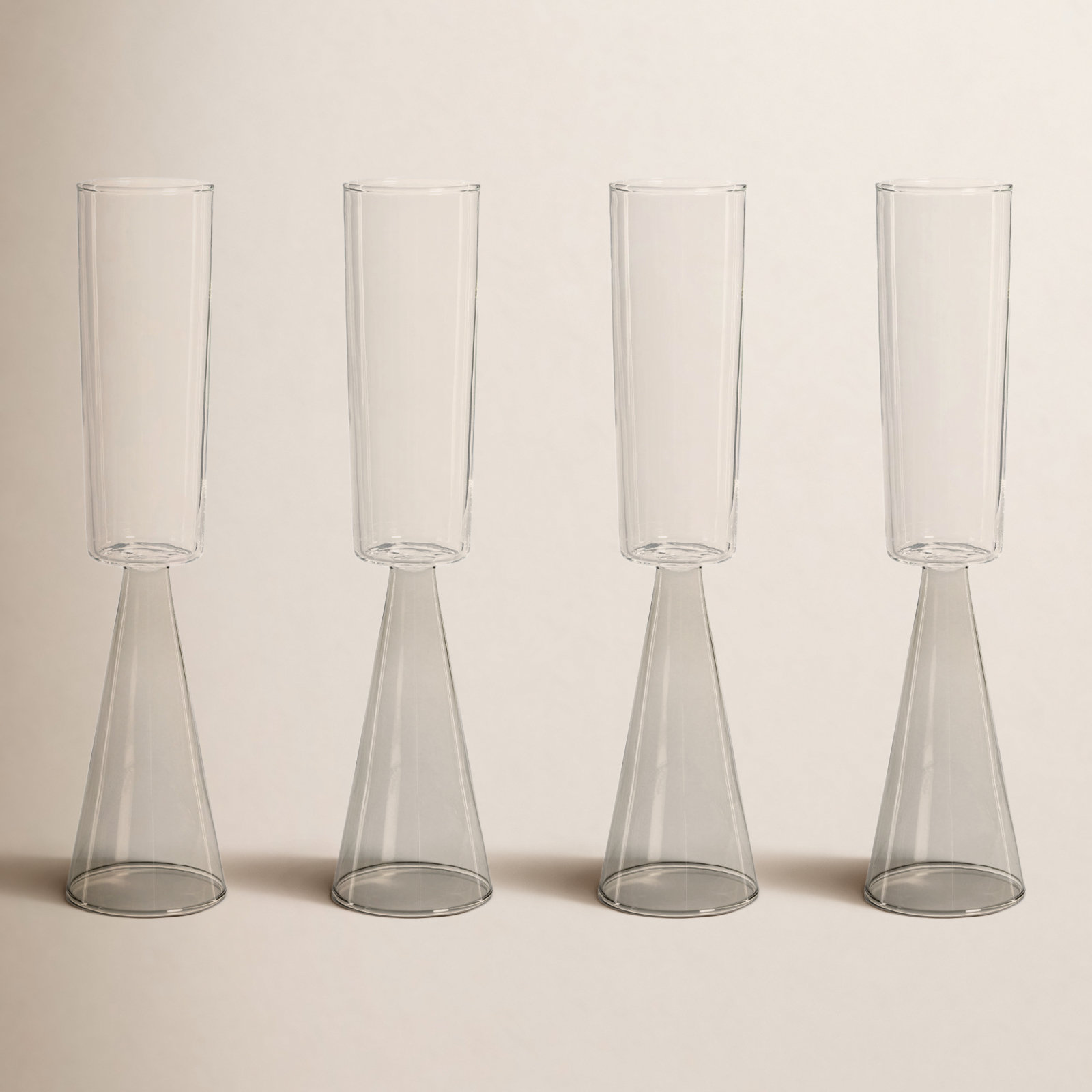 Viterbo Champagne Flutes, Set of 4, Smoke