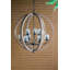 Lustre 9 lumières en bois rustique et fer avec structure ouverte