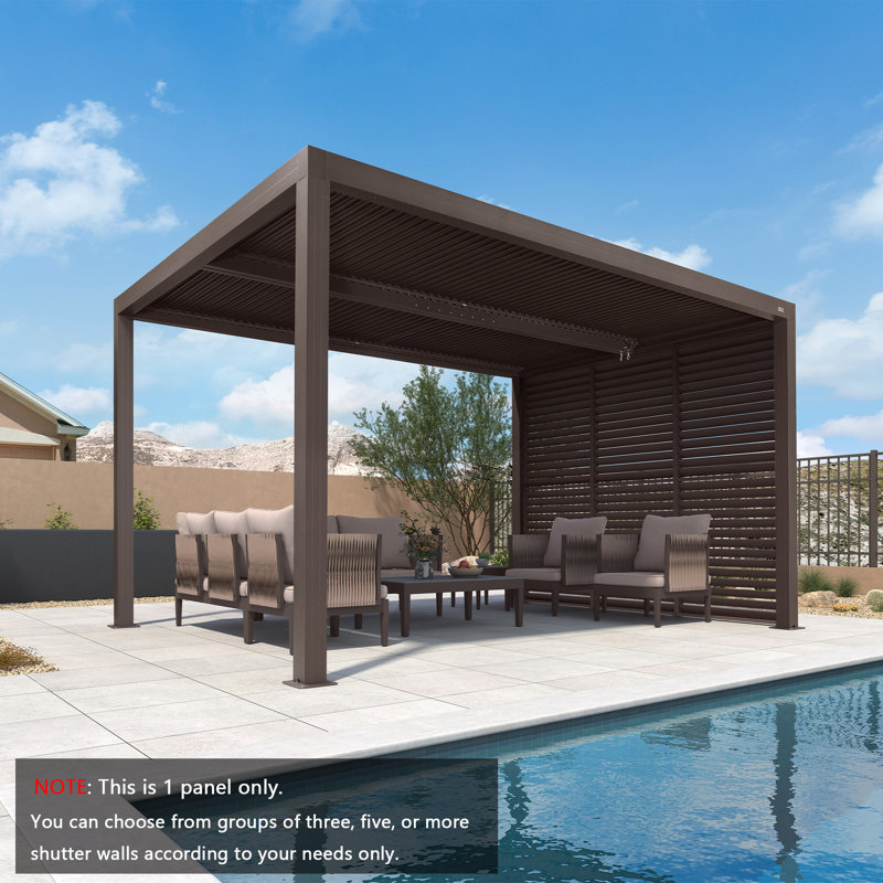 Volet mauve à fixation murale en aluminium pour pergola à persiennes, bronze, H 89,25 po x l 36,14 po x P 1,97 po