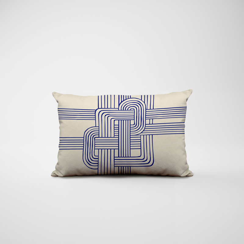 Polyester / Mélange de polyester Housse de coussin rectangulaire intérieure / extérieure lombaire et insert, Bleu marine