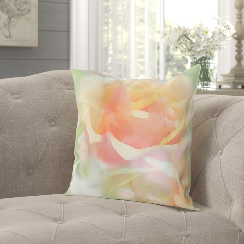 Springtime Square Cushion, Turquoise and pink, 40 cm x 40 cm, Pillow Cover Only - No Insert